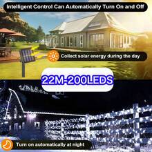 1pc Solar Powered String Lights 20/50/100/200LED, Twinkle 8 Lighting Modes, 22M/12M/7M/5M Outdoor Waterproof Fairy Lights String ,Solar Garlands Courtyard Wedding Christmas Garden Lights,Suitable For Camping, Parties, Halloween Day, Christmas, Holiday ,Weddings, Dances, Birthday ,Yard Stairs, Trees, Houses, Balconies Decoration Halloween Decor Christmas Decoration Thanksgiving Wedding Home Decor Home Decor Fall Decor Autumn Decor Birthday Decorations For Gifts Party Supplies Indoor Outdoor Garden Holiday Festival Decor Wall Decor Halloween Ornaments Christmas Decoration XMAS Decor Christmas Tree Gift Decor Thanksgiving Wedding Home Decor Home Decor Fall Decor Autumn Decor Birthday Decorations For Gifts Party Supplies Indoor Outdoor Garden Holiday Festival Decor Halloween Decor Wall Decor Halloween Ornaments