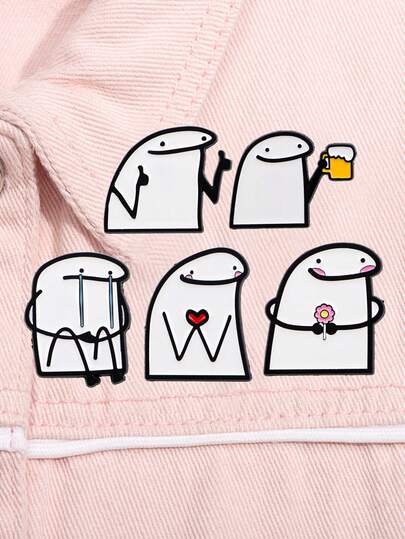 5件套趣味啤酒人物珐琅胸针卡通翻领别针背包衣服装饰时尚配饰，送朋友的礼物