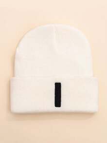 1 pezzo Berretto lavorato a maglia con ricamo di lettere per bambini, 26 lettere disponibili, morbido e delicato sulla pelle, carino e adorabile, adatto per l'autunno/inverno per uso quotidiano, attività all'aperto, coordinato tra fratelli e genitore-figlio - Bianco - Visualizzare 25