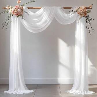 1pc Elegant Chiffon Wedding Arch Backdrop For Indoor And Outdoor Decoration