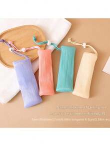 1 pezzo Sacchetto in rete esfoliante per sapone, borsetta per schiuma detergente per il viso con cordoncino, mantiene il sapone fresco e pulito, per il bagno, per i viaggi, per il campeggio, per il dormitorio universitario, minimalista, per studenti, per uomo e donna, accessori da viaggio, articoli per il ritorno a scuola, essenziali per il dormitorio, decorazione per il bagno, decorazione autunnale