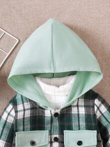 BrownBark 2pcs/Set Boys Casual Outdoor Outfit, Plaid Pocket Hooded Long Sleeve Shirt + Casual Long Pants, Autumn/Winter Children Clothes