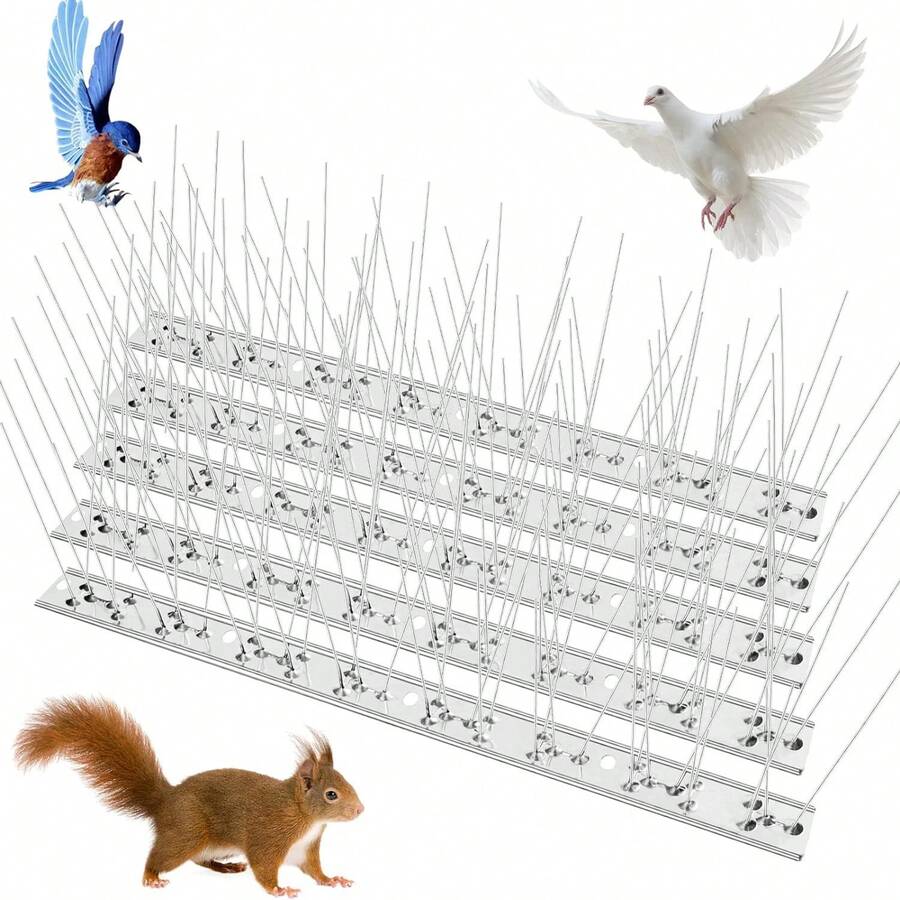 Bird Spikes With Stainless Steel Base, Bird Repellent Spikes Arrow Pigeon Spikes Fence Kit For Deterring Small Bird, Crows And Covers - Silver - View 1
