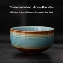 One-Piece Set Of 500ml/700ml Round Striped Ceramic Matcha Bowl, Song Dynasty Tea Ordering Tool Ceramic Threaded Tea Bowl, Tea Stand, Silver Flower Paper High-Temperature Roasting Process, Fadeless, Beautiful And Durable, Easy To Carry And Use, Suitable For Business Meetings, Art Appreciation, Outdoor Travel And Leisure Occasions Japanese Tea Ceremony Bowls And Tea Ceremony Accessories 1pc - Multicolor - View 26
