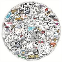 50PCS Cartoon Simon's Cat Graffiti Stickers, Exquisite And Creative Room Desktop Decoration Decal Toys, Suitable For Suitcases, Water Cups, Mobile Phone Cases, Skateboards, Pencil Cases, Etc. - 彩色 - 查看 1