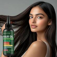 100ml Bottle 7-In-1 Hair Treatment Oil With Castor Oil + Banana Oil + Pumpkin Seed Oil + Peppermint Oil + Biotin + Keratin Moisturizing & Hydrating, Gentle Formula To Repair Dry, Frizzy Hair For All Hair Types & Scalp, Unisex Hair Supplies Hair Care - màu xanh lá - Xem 2