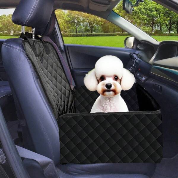 Asiento de coche para mascotas, asiento individual delantero con acolchado de espuma (diseño 3D talla grande grueso), patrón de rejilla de diamante, estable y sin sacudidas, brinda a las mascotas una sensación de seguridad, fácil instalación que se adapta a múltiples modelos de automóviles, evita de manera efectiva que las mascotas ensucien los asientos o distraigan al conductor, haciendo que viajar con amigos peludos sea relajado y sin preocupaciones