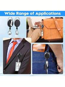 3/1 件高品质可伸缩徽章夹，可 360° 旋转，带腰带/登山扣，内置尼龙绳，钥匙链环，按扣和 PVC 身份带 - 适合多种徽章、卡片、票证和钱币汽车配件可爱哥特 Y2k 万圣节配件教师节 - 黑色 - 查看 3