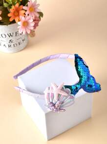 1 Pieza De Diadema Bonita De Dibujos Animados De Lentejuelas De Sirena Para Niños, Diadema Para Actuación Diaria En Escenario