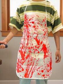1 peça de acessório de Halloween Sangue Delantal, acessório de maquiagem de Halloween Sangue Delantal, bolsa de brincadeira para noite de Halloween Sangue Delantal, açougueiro com marca de mão de sangue Delantal, conjunto de fantasia de kufu sangrento de Halloween, adequado para festas de terror e noite de Halloween. Delantal Halloween
