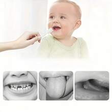 30个独立包装一次性纱布材质波浪刷头，用于清洁婴儿口腔和舌头涂层