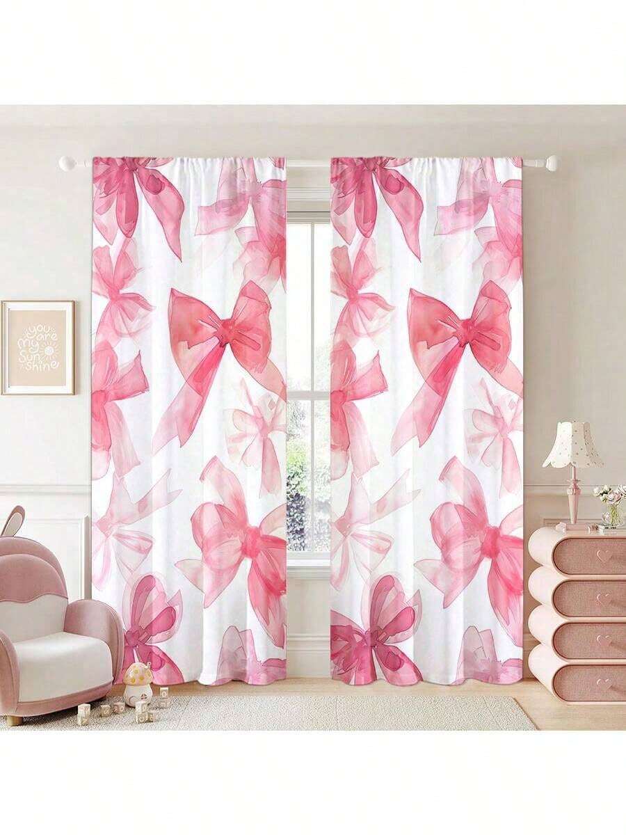 2 Rèm cửa sổ trang trí nơ màu hồng xanh dễ thương và ngọt ngào - Thiết kế túi thanh để đảm bảo sự riêng tư và dễ lắp đặt - Hoàn hảo cho trang trí phòng khách và phòng ngủ, có thể giặt bằng máy, rèm trang trí hình trái tim cho bé gái vào dịp Giáng sinh và năm mới - Nhiều màu - Xem 1