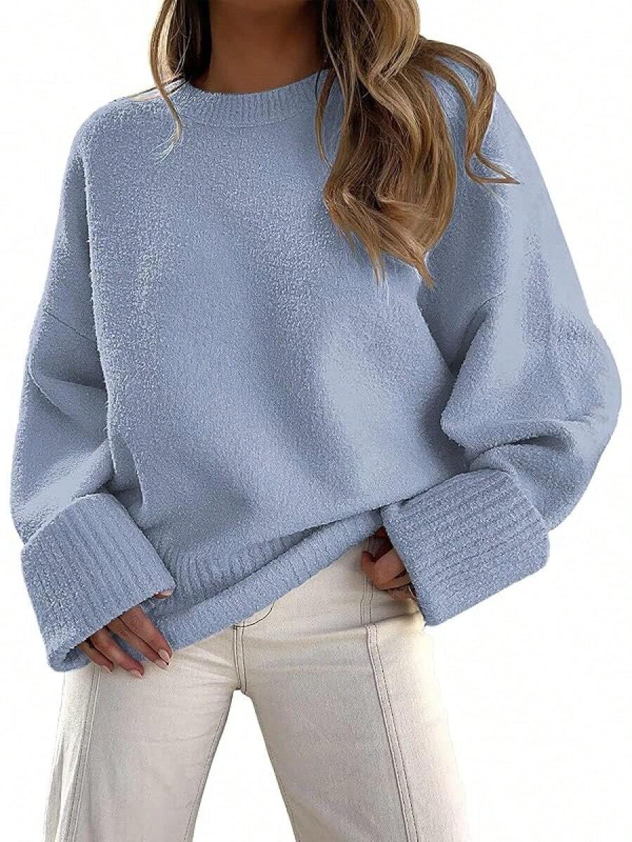 Women's Oversized Sweaters Fuzzy Chunky Warm Pullover Sweater/Vacation Outfits Women/Valentine Outfits For Women - Dusty Blue - View 1