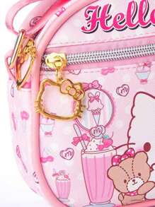 1件可爱卡通Hello Kitty、Kuromi、Cinmon Roll、Melody钥匙扣及文件袋，单肩斜挎包，儿童款