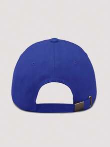 1 件男士休闲可调节字母印花棒球帽，简约设计适合日常佩戴 - 寶藍色 - 查看 3