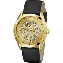 Guess El reloj de cuarzo para hombres Guess cuenta con una correa, una caja de acero inoxidable y un movimiento de cuarzo resistente al agua, lo que lo hace adecuado para reuniones diarias y otras ocasiones GW0389G2