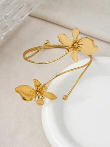 1pc Women's Minimalist Geometric Line Open Cuff Bracelet, Gold Color Jewelry For Daily Wear - Gold 4 - View 4