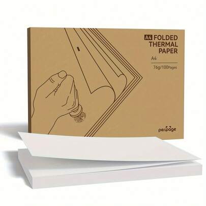  Papier thermique PeriPage Clip-Free A4 – Papier pliable antiadhésif pour des impressions haute résolution d'une netteté exceptionnelle, une conservation durable des couleurs et une numérotation automatique des pages
