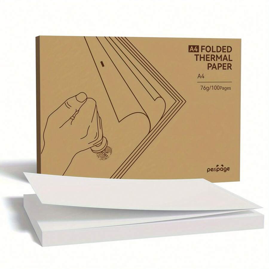 PeriPage Clip-Free Thermal Paper A4 – Non-Stick Folding Paper For Razor-Sharp, High-Resolution Prints, Long-Lasting Color Retention, Automatic Page Numbering - White - View 1