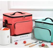 1 pieza Bolsa de almuerzo tipo bento negra iónica, bolso aislado minimalista para trabajadores de oficina