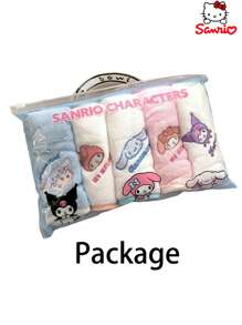 Sanrio Conjunto de 5 toalhas quadradas Sanrio Hello Kitty para lavar o rosto, toalha infantil, toalha macia e absorvente para meninas e mulheres, toalha de praia My Melody Cinnamoroll, acessórios de decoração para banheiro