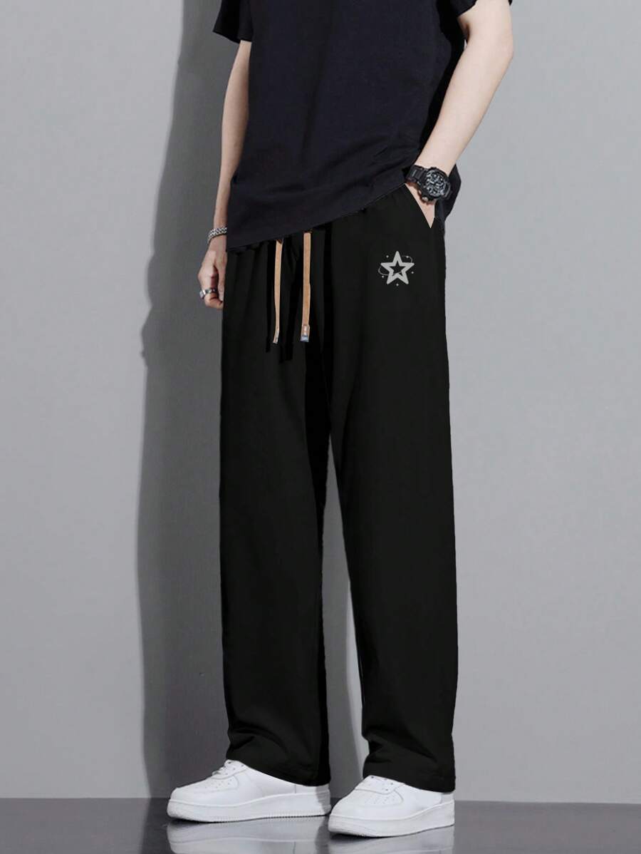 Men's Drape-Fit Drawstring Waist Slant Pocket Casual Pants, Fall