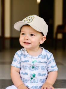 1pc A-Z 26 Letters Kids Baseball Cap, Suitable For 1-3 Years Old Toddler Girls Outdoor Sun Hat - Beige - View 4