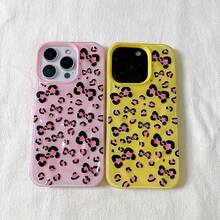 Funda para teléfono Funda protectora para teléfono con estampado de leopardo de pantalla completa, diseño brillante con efecto meteorito arrugado, resistente a caídas. Compatible con phone 16 Pro, 15 Plus, 14, 13, 12 y 11. Ideal para Año Nuevo, Pascua o como regalo para amigos y familiares. - Rosa - Ver 3
