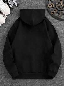 Teen Boy Fashionable Creative Graphic Universe Planet Pattern Casual Pullover Sweatshirt, Suitable For Streetwear, Outdoor, Daily Wear - Black - View 3