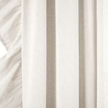 LUSH DECOR Panel de cortina de ventana con volantes de lino blanco 54X84+5 - Blanco - Ver 3