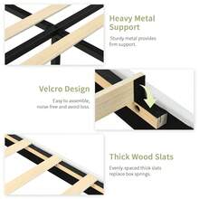 Upholstered Bed Frame With Headboard, Linen Fabric Platform Bed Frame With Tufted Headboard, No Box Spring Required, Easy Assembly, Pink/ White/ Black/ Blue, Twin/ Full/ Queen - 白色 - 查看 5