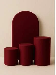 Set Of 4 Double-Sided Roman Panel Pieces And Cylinders - Maroon - View 1