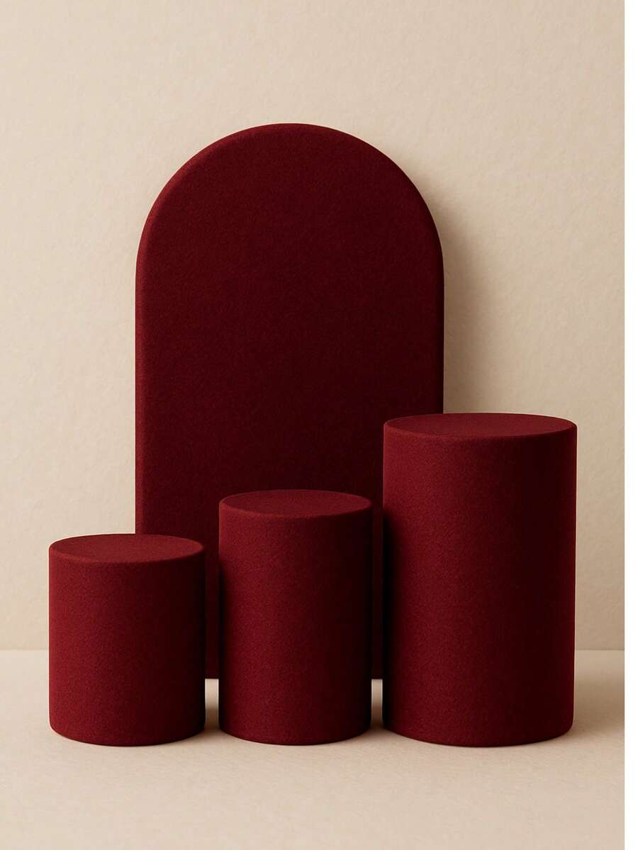 Set Of 4 Double-Sided Roman Panel Pieces And Cylinders - Maroon - View 1