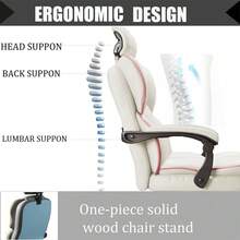 Executive Office Chair With Foot Rest High Back Office Chair Computer Gaming Chairs Big And Tall PU Leather Office Brown Computer Chair - White - View 5