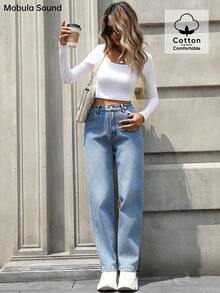 Quần Jeans Denim Co Giãn Lót Nhiệt Ấm Áp Thời Trang Dành Cho Nữ, Thích Hợp Cho Mùa Thu/Đông - Màu xanh lam - Xem 5