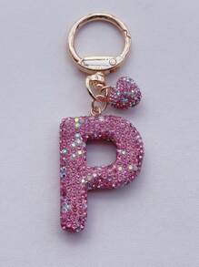 1 件粉色软陶瓷水钻镶嵌字母钥匙扣可爱个性吊坠女士包包配件汽车钥匙扣爱心装饰礼物送给妈妈和朋友情人节圣诞节万圣节配饰