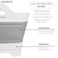 SCollapsible Wash Basin 9L Foldable Dish Tub With Drain Plug Portable Collapsible Dish Basin Camping Sink For Washing Dishes Laundry Kitchen Use Gray - 灰色的 - 查看 5