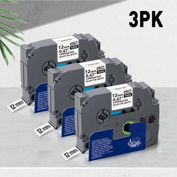 AIVE 3 paquetes de Cinta de etiquetas compatible con Aive para reemplazar la cinta laminada Brother P-Touch TZe 231 de 12 mm (0.47") en negro sobre blanco para impresoras de etiquetas Brother Ptouch Tzc231 como H110, 900, 1000, 1010