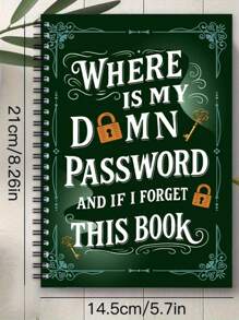 有趣的螺旋密码笔记本，配有蓝绿色封面和金色钥匙设计 - 35 页，用于安全的互联网和计算机登录、用户名和密码 - 非常适合家庭、办公室或剪贴簿套件、密码簿、学校用品、返校