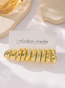 Cross-Border Hot Selling Earring Set, Gold Geometric Twist Ring Earring Matching Set