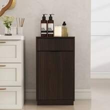 Tilt Out Trash Cabinet/Free Standing 10 Gallon Recycling Trash Can Cabinet / With Wave-Textured Hideaway Drawer&Pull-Out Bin/With Negative Ion And Deodorizing Function/ For Kitchen, Living Room - Quả óc chó - Xem 11