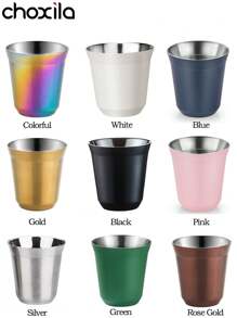 choxila 1pc Coffee Cup, Coffee Mug, Mugs, Double-Layer Stainless Steel Structure Resistant To Heat, Suitable For Daily Coffee, Tea, Matcha, And Other Beverages Back To School