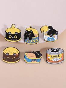 4入組創意咖啡主題徽章套裝，包括咖啡杯，貓，動物形狀的金屬徽章，適合男女日常佩戴 - 貓咪 - 查看 12