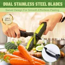 Swivel Vegetable Peeler, Potato Peeler With Blemish Remover, Veggie Peeler With Sharp Stainless Steel Blades, Fruit Peeler With Comfortable Handle For Kitchen - 黑色 - 查看 4
