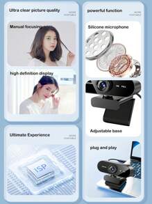 专业级 1080P 高清 USB 网络摄像头（带内置麦克风），适用于笔记本电脑和台式电脑，专为家庭在线课程、直播和高清视频会议而设计。