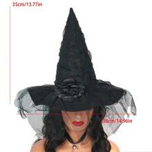 Halloween Witch Hat Gothic Wizard Hat Masquerade Cosplay Hat With Simulation Flower Decor