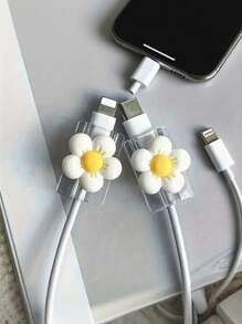 1/5/10/15 Pcs Flower Cable Protection Set - TPU Cable Sleeves, Battery-Free, Perfect Accessories For Protecting Phone Data Cables