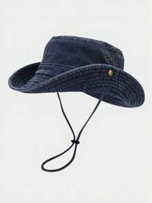 1 件纯色宽边渔夫帽，休闲运动太阳帽，可调节，户外运动礼物（帽顶随机缝制）