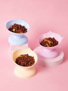 PETSIN 1pc Plastic Anti-Slip Neck Guard Pet Bowl, Elevated Cat Feeder Or Dog Water Bowl - Multicolor - View 2