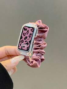 2-In-1 Scrunchie Strap & Transparent Protective Case Compatible With Xiaomi Mi Band 3/4/5/6/7/8/9/10, Band 3/4/5/6/8/9/10 NFC, Suitable For Women - Heart Purple - View 19